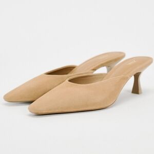 Zara Tan Kitten Mules Sz8